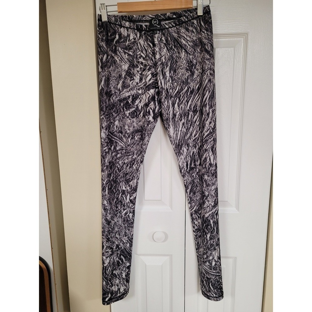 Alexander McQueen Leggings Women's Size L White/Black Athleisure Abstract Print